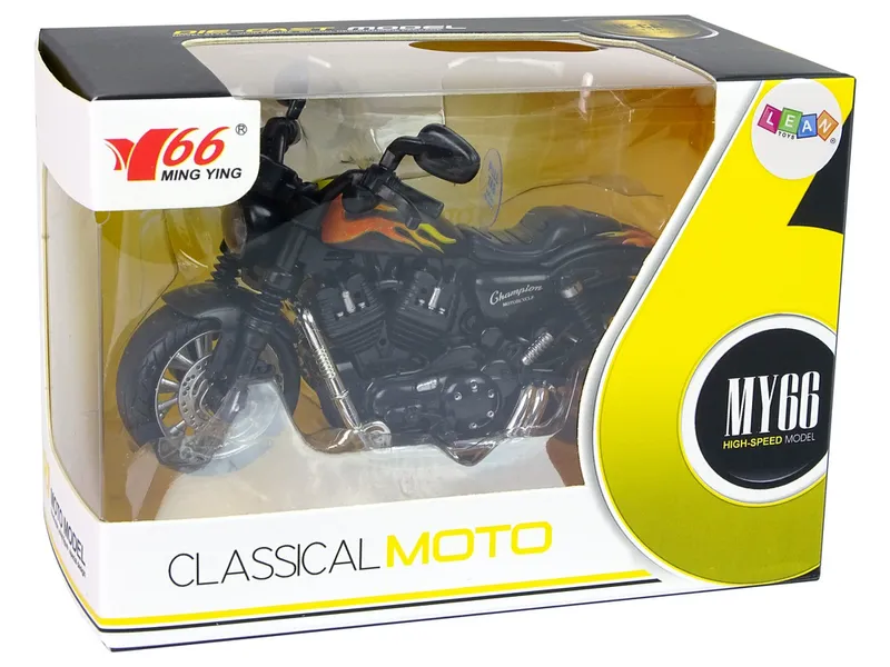 Motocykl Champion 1:14 Napęd Pull-Back Dźwięk Światła - Czarny