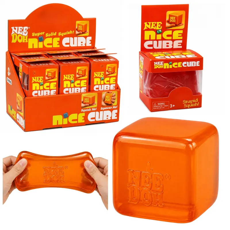 Gniotek Antystresowy Kostka Lodu Ice Cube Squishy 5 cm - Pomarańczowa