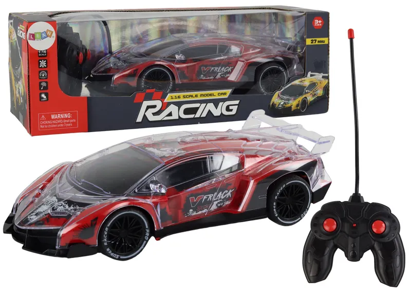 Auto Sportowe Zdalnie Sterowane RC Skala 1:16 Światła - Czerwone