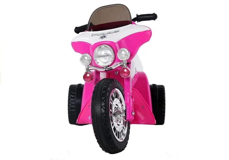 Motor Na Akumulator Trójkołowy JT568 Policja Dla Dzieci LED Ciemnoróżowy