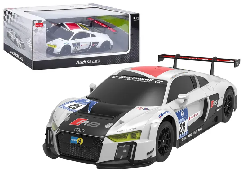 Auto R/C 1:24 Zdalnie Sterowane Sportowe AUDI R8 LMS - Biało-Czarne