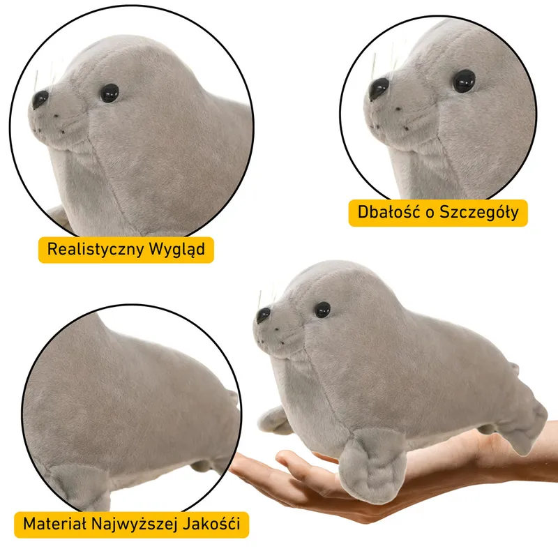 Pluszowa Foczka Pluszak Maskotka Przytulanka 24cm - Szara