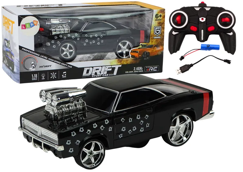Autko Zdalnie Sterowane 1:18 Drift 360 Światła Dźwięki - Czarny