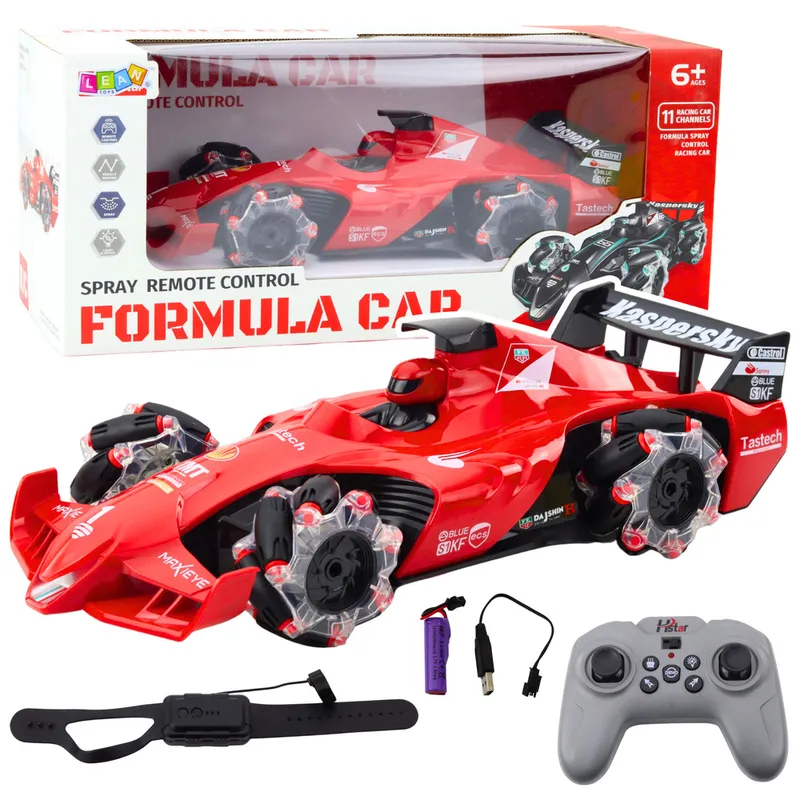 Auto Sportowe Wyścigówka Zdalnie Sterowana RC Efekt Dymu 2.4G - Czerwona