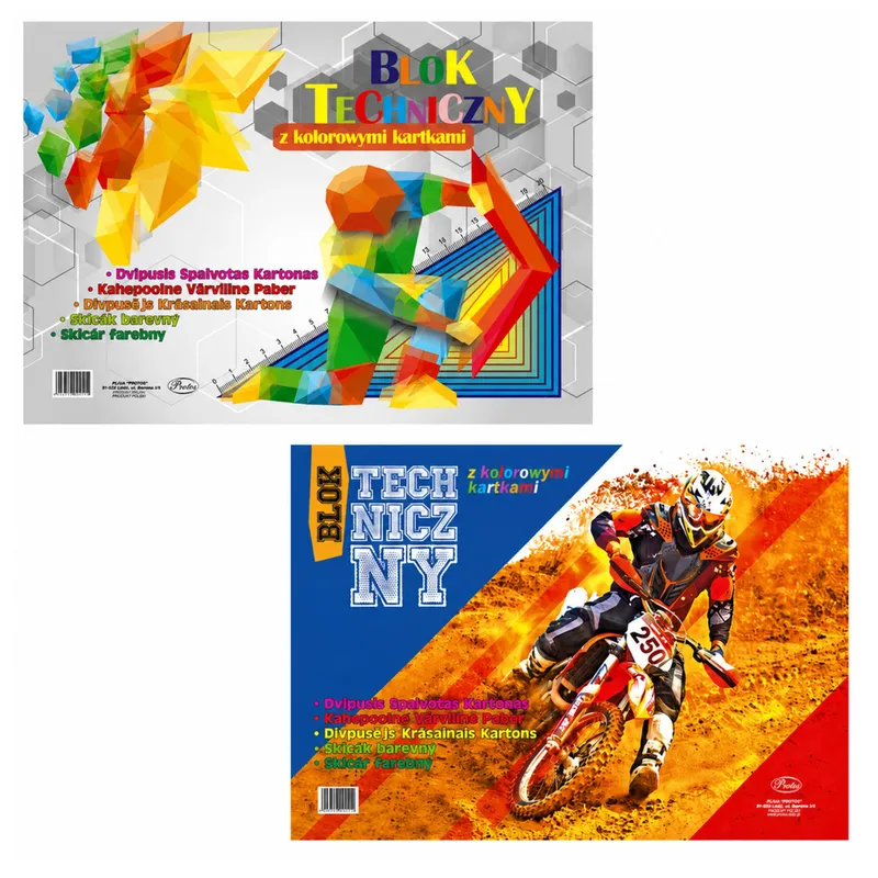 Blok Techniczny Kolorowy A3 8 Kartek 120g PROTOS
