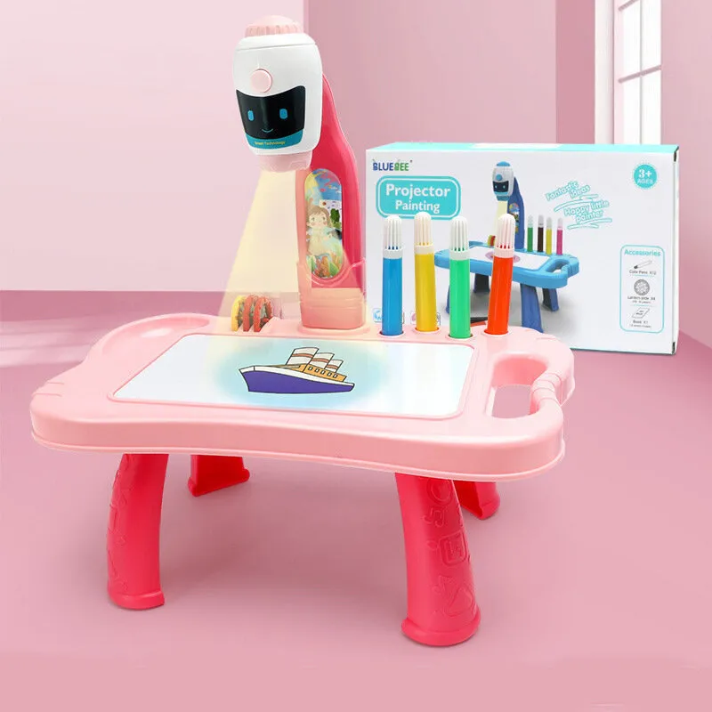 Mini Projektor Robot Stolik 2w1 Akcesoria - Różowy