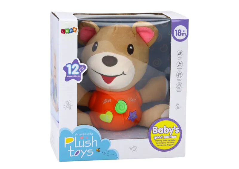 Pluszowy Miś Interaktywny Pluszak Grający 23 cm - Pomarańczowy
