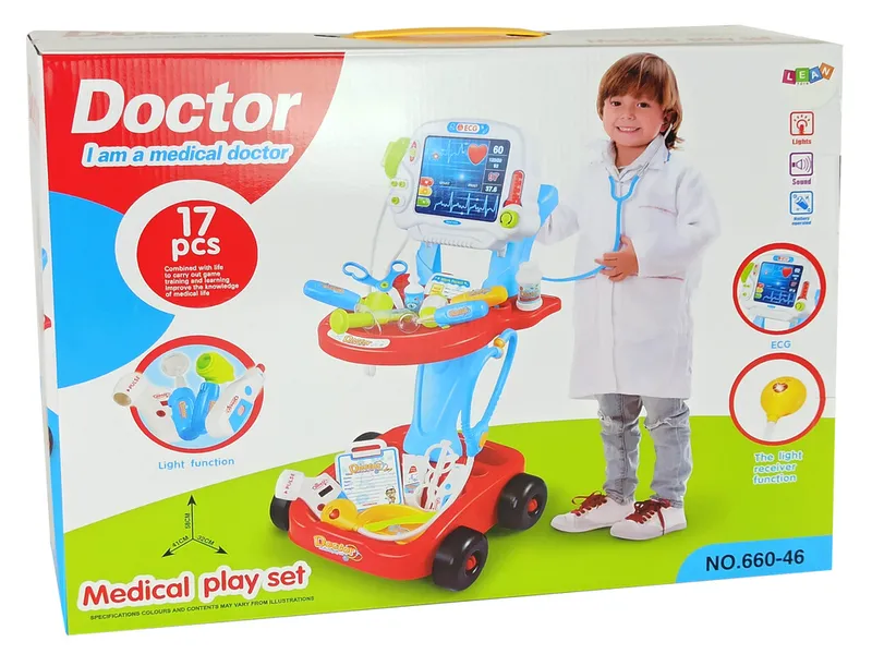 Zestaw Lekarski Na Wózku Stolik Lekarski Dla Dzieci Doktor EKG 17 el