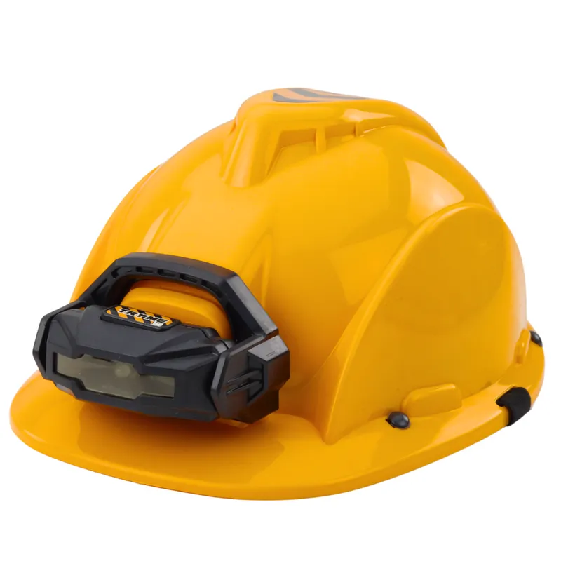 Kask Budowlany Dla Dzieci Z Latarką Czołową Opaska Pod Brodę - Żółty