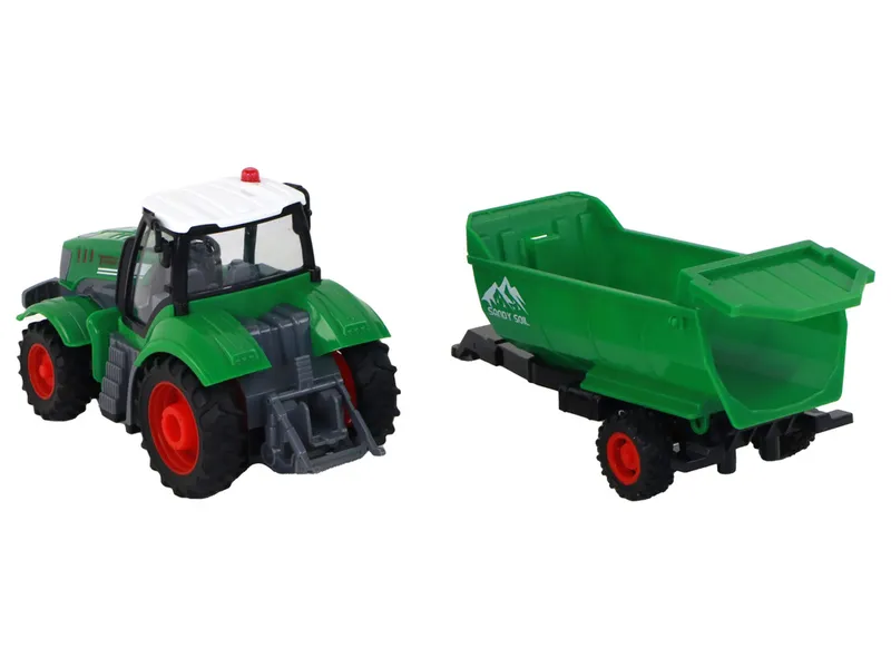 Zdalnie Sterowany Ciągnik Traktor R/C Z Przyczepą 1:24 Światła - Zielony