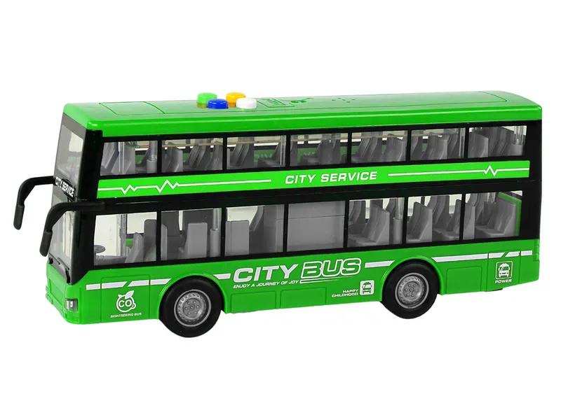 Autobus Piętrowy Na Baterie Światła Dźwięki Napęd Frykcyjny 1:16 - Zielony