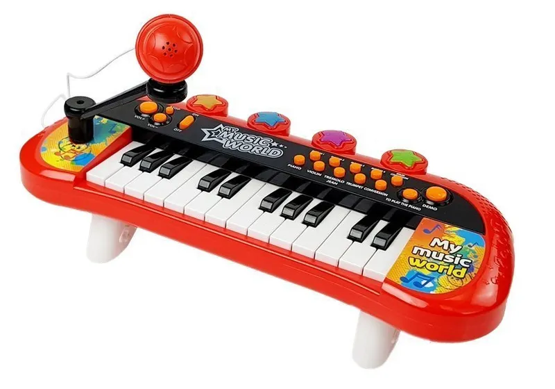 Keyboard Pianinko 24 Klawisze USB Mikrofon - Czerwony