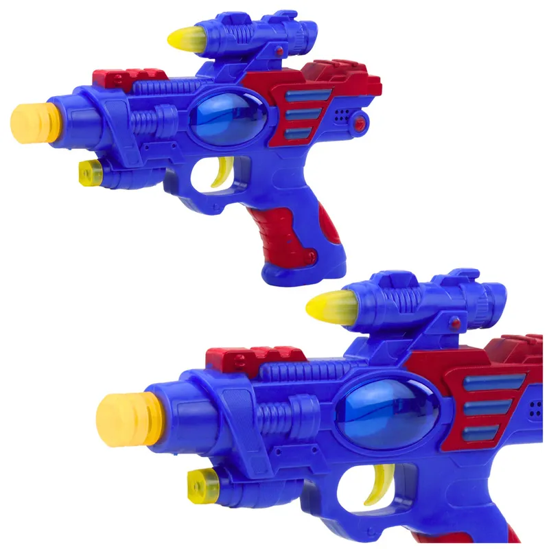 Pistolet Kosmiczny Broń Światła Dźwięki - Czerwono-Niebieski