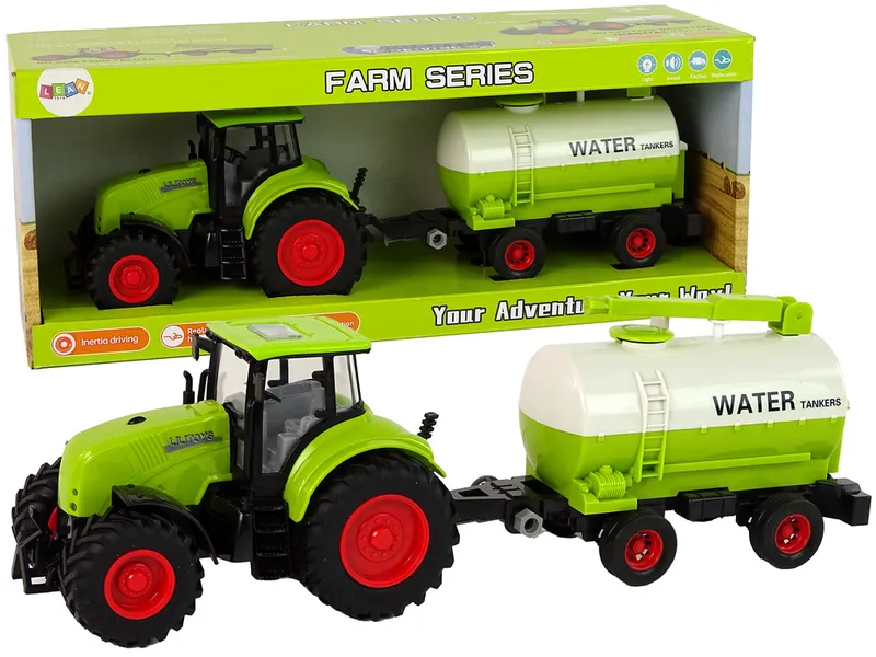 Traktor Z Przyczepą Duże Koła Farma - Zielony