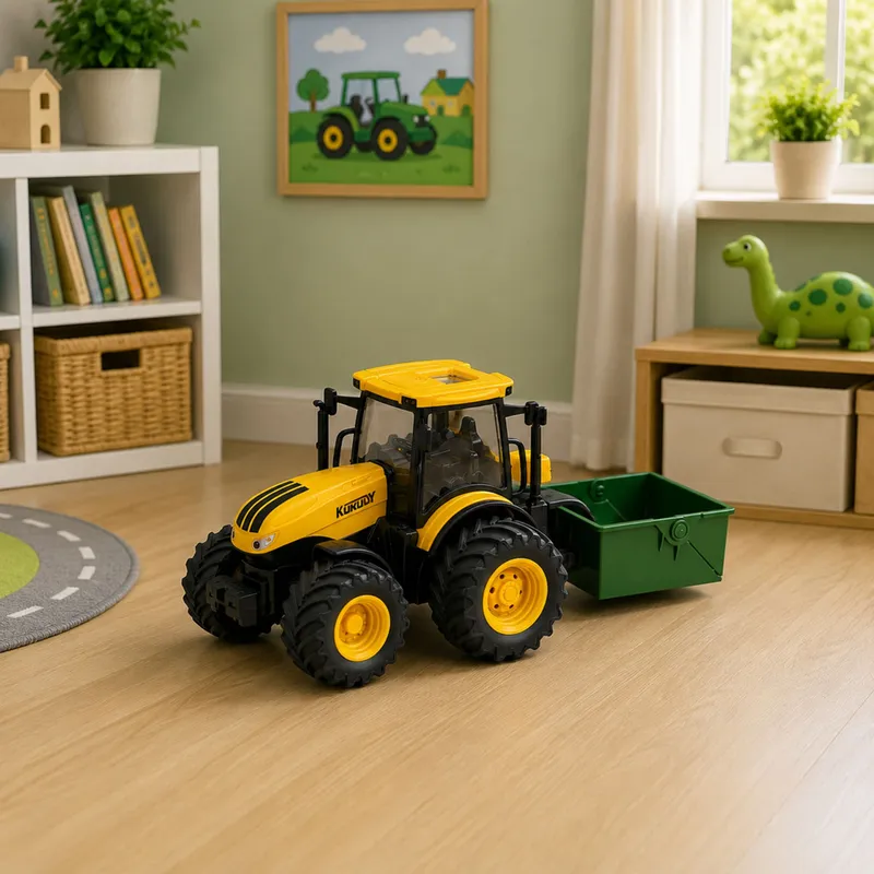 Traktor Rolniczy Farmerski Z Rozsiewaczem Nawozu Światła Dźwięk 1:24 - Żółty