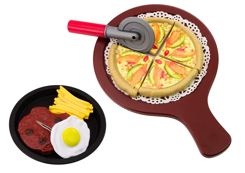 Zestaw Fast Food Owoce Stek Lody Akcesoria Pizza Frytki 26 Ele