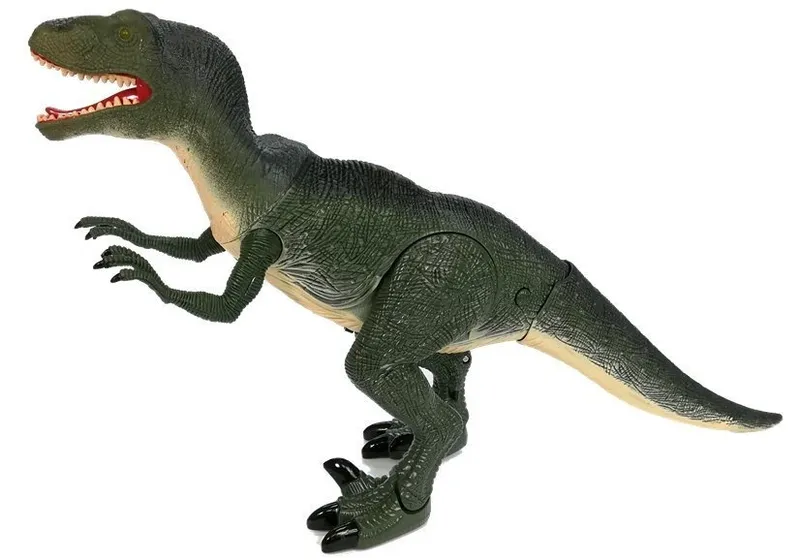 Dinozaur Velociraptor Porusza Się Ryczy Świeci