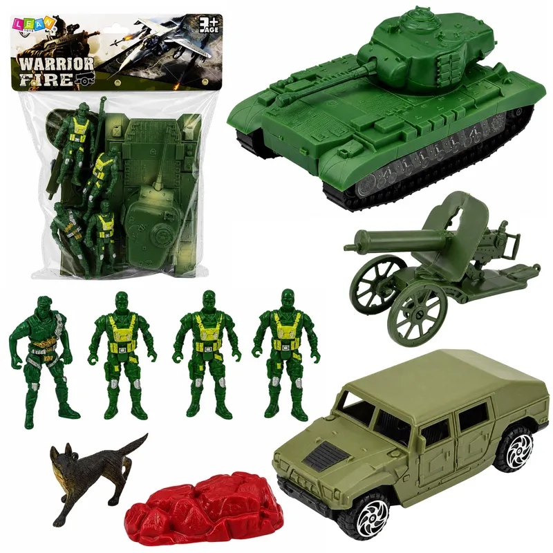 Zestaw Wojskowy Militarny Żołnierzyki Czołg Pojazd Armata 13 el