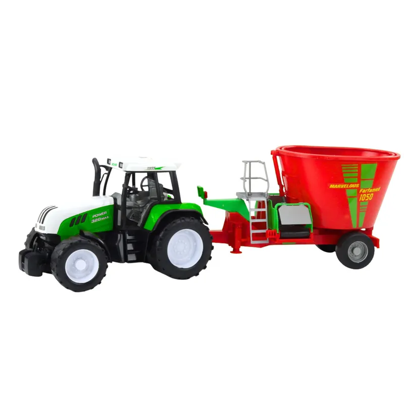 Traktor Rolniczy Farmerski Z Przyczepą Mieszalnik Paszy 50cm - Zielony