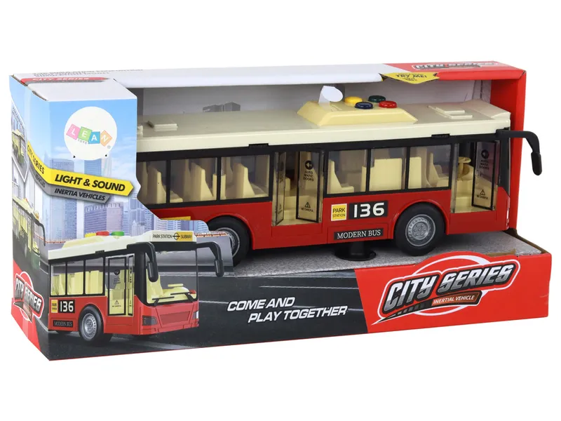 Autobus Na Baterie Światła Dźwięki Miejski 1:16 - Czerwony
