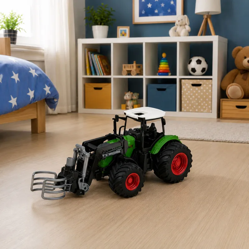 Traktor Rolniczy Farmerski Z Chwytakiem Do Bel Gumowe Koła 1:24 - Zielony