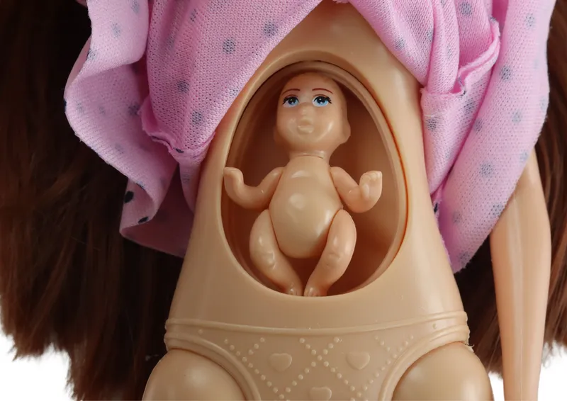 Lalka Dla Dzieci W Ciąży Mama Dziecko Sukienka Akcesoria - Różowa