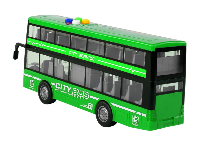 Autobus Piętrowy Na Baterie Światła Dźwięki Napęd Frykcyjny 1:16 - Zielony