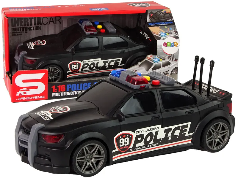 Auto Sportowe Otwierany Bagażnik Policja Światła Dźwięki 1:16 - Czarny