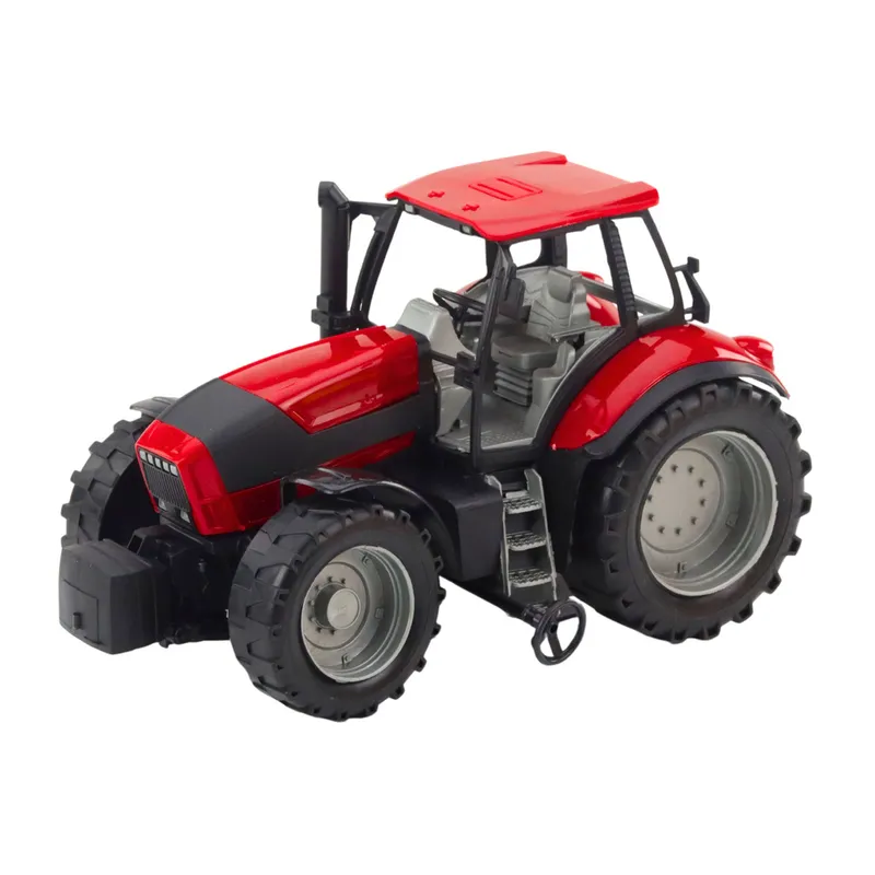 Traktor Rolniczy Farmerski Z Żółtą Przyczepą 46cm - Czerwony