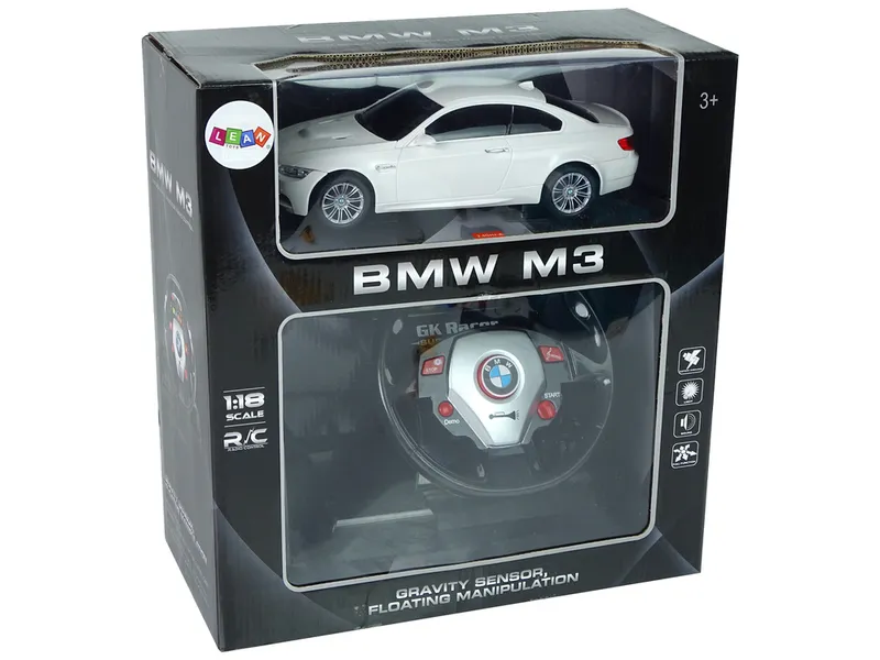 Auto Zdalnie Sterowane BMW M3 Pilot Kierownica 1:18 Dźwięk Światła - Białe