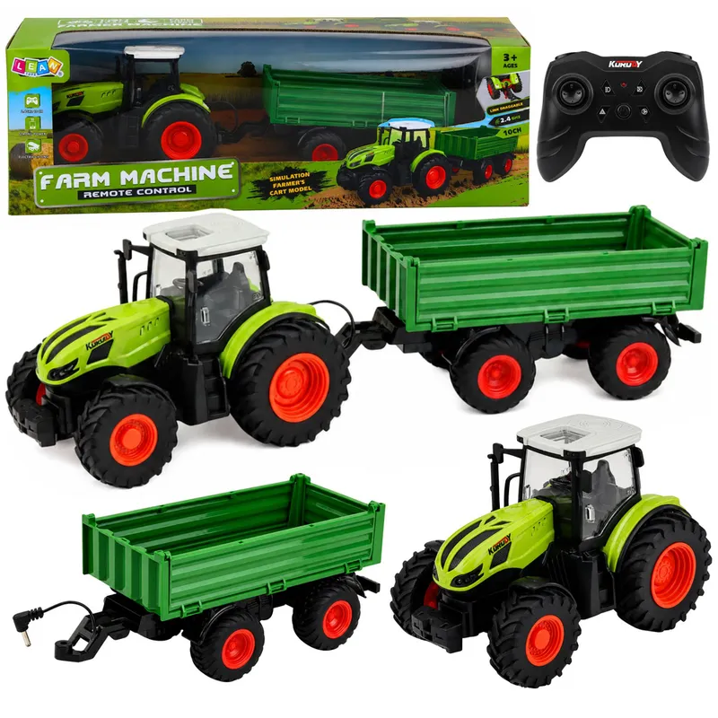 Traktor Rolniczy Z Przyczepą Wywrotką Zdalnie Sterowany RC 1:24 - Zielony