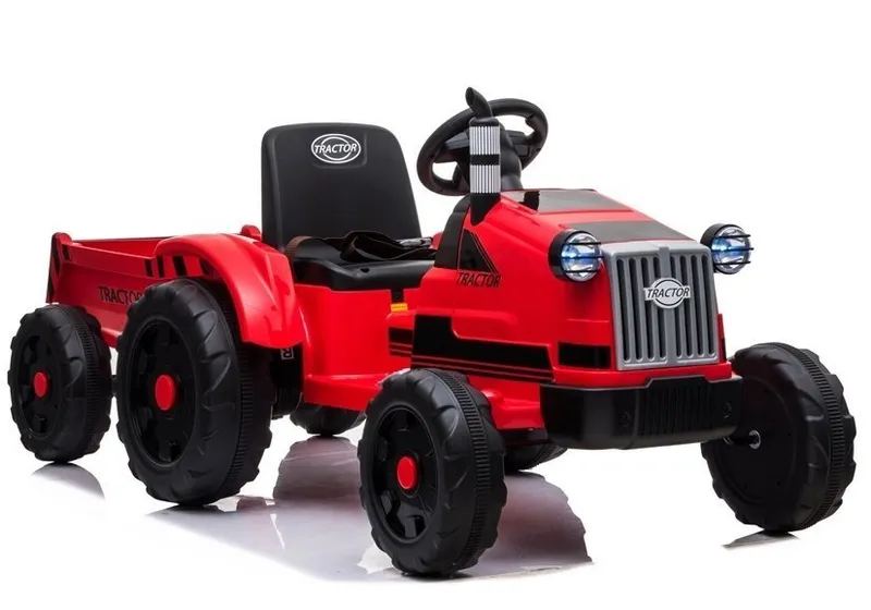 Traktor Na Akumulator Z Przyczepą CH9959 Światła LED Pilot Radio - Czerwony