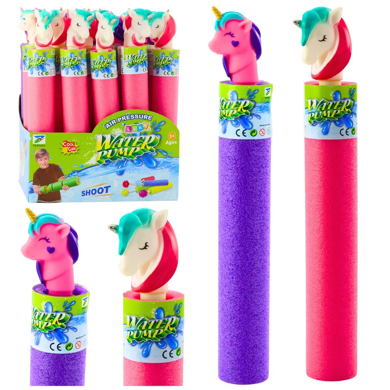 Piankowa Broń Pompka Pałka Na Wodę Jednorożec Różowa Fioletowa 35 cm