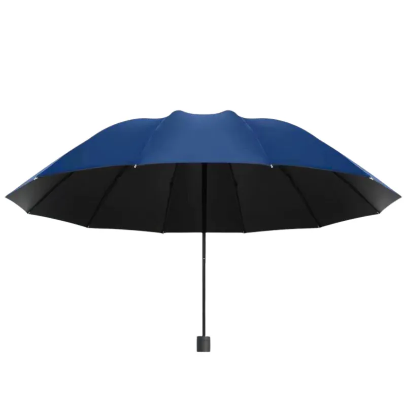 Duży Parasol Składany 12-ŻEBROWY Pokrowiec 110 cm - Granatowy
