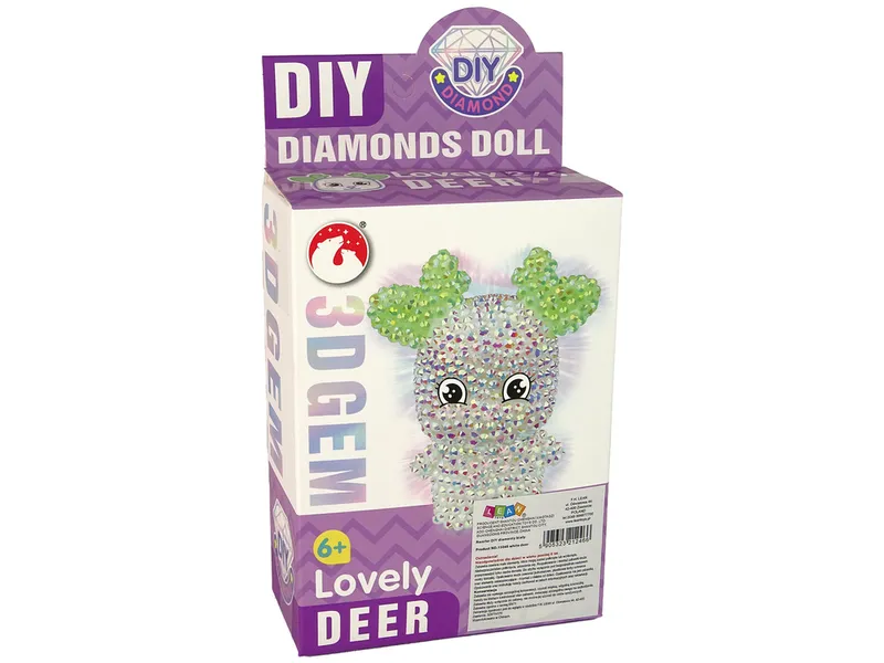 Zestaw DIY Diamentowy Renifer DIY Kryształki Brelok 3D - Biały
