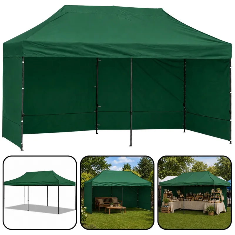 Namiot Ekspresowy Ogrodowy Cateringowy Pawilon Handlowy 3x6 m - Zielony