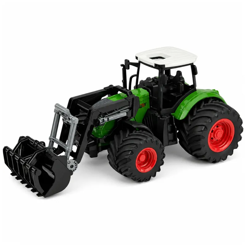 Traktor Rolniczy Farmerski Z Ładowaczem Czołowym Gumowe Koła 1:24 - Zielony