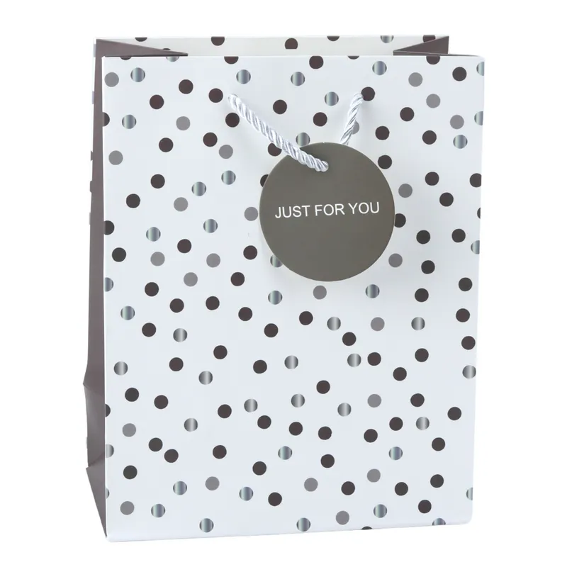 Torba Prezentowa Z Kropkami Napis Just For You 23 x 18 x 10,5 cm