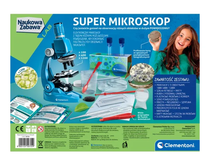 Zestaw Naukowa Zabawa Super Mikroskop Język Polski CLEMENTONI 50755