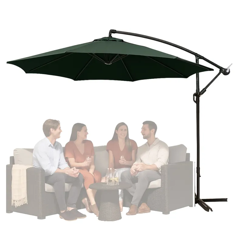 Parasol Ogrodowy Boczny Z Regulacją Pochyłu Pokrowiec 350 x 250cm - Zielony