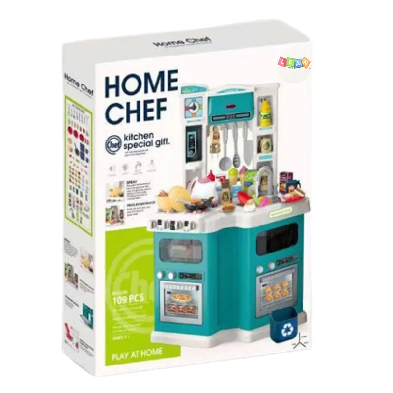 Duża Kuchnia Dla Dzieci Home Chef Dźwięki Gotowania Akcesoria 109 el