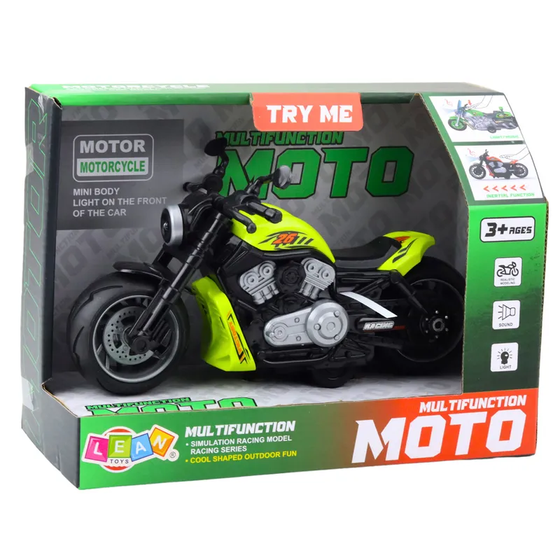 Motocykl Zabawkowy Na Baterie Napęd Światła Dźwięki - Zielony