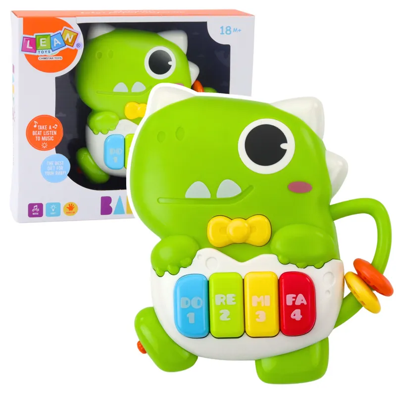 Mini Pianinko Dla Malucha Dinozaur Światła Dźwięki - Zielony