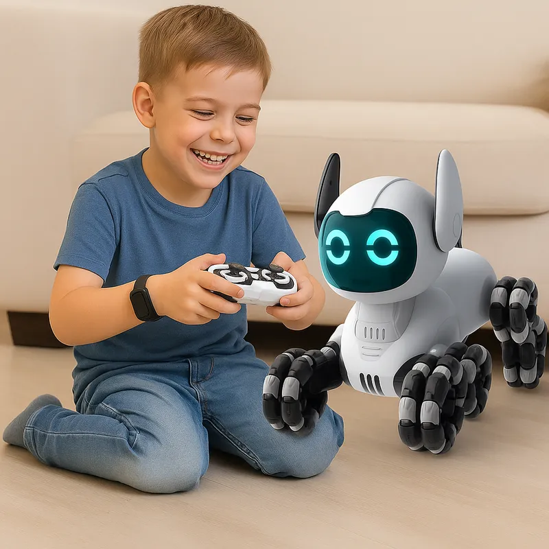 Robot Pies TOOBY Zdalnie Sterowany RC 360° Światła Dźwięki - Biało-Czarny