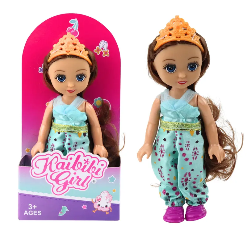 Mini Laleczka Księżniczka Korona Zdobiona Sukienka 17cm Mix