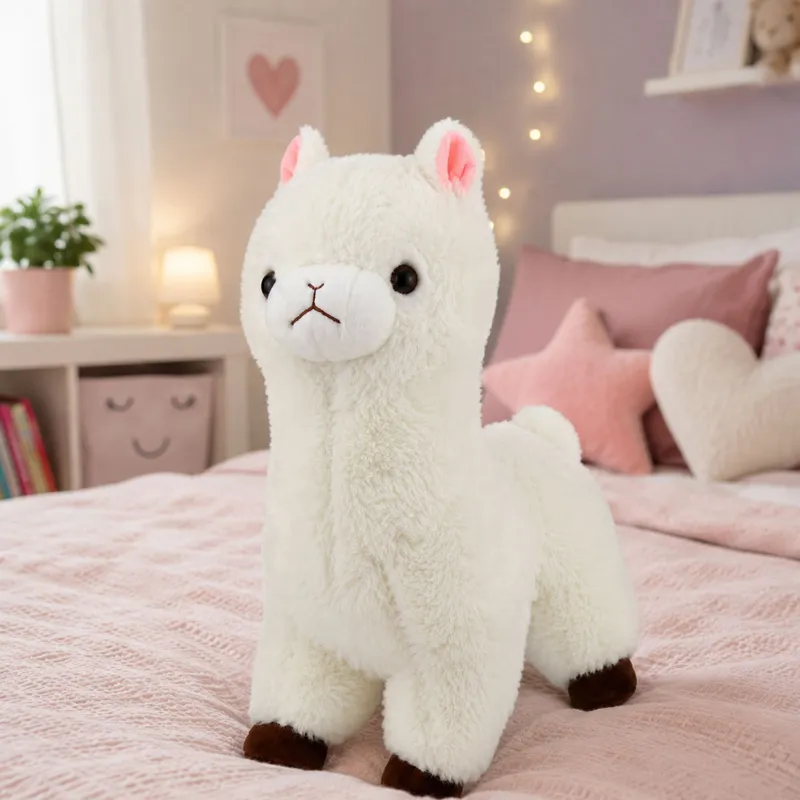 Pluszowa Alpaka Lama Maskotka Przytulanka Miękkie Futerko 38 cm - Biała
