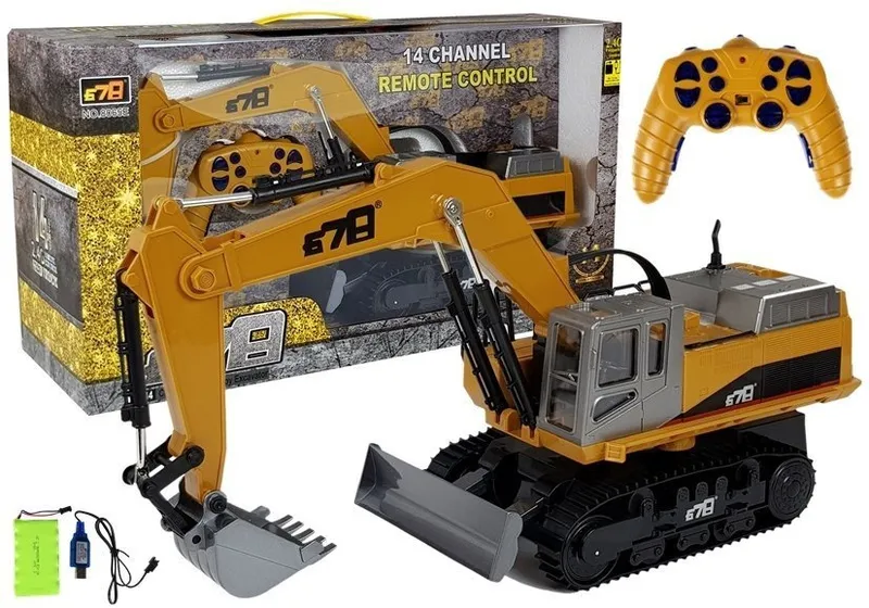 Pojazd Budowlany Koparka RC Zdalnie Sterowana 2.4G R/C Światła - Żółty