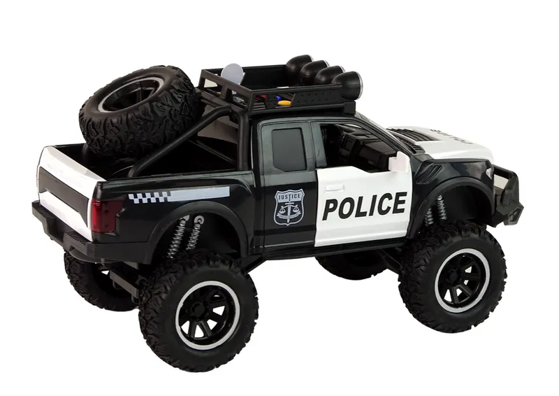 Pojazd Terenowy Raptor Policja Otwierane Drzwi Dźwięk Światła - Czarny