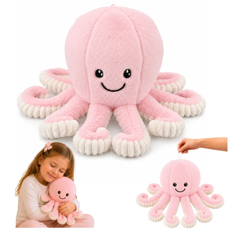 Pluszowa Ośmiornica Maskotka Przytulanka Sprężyste Macki 50 cm - Różowa