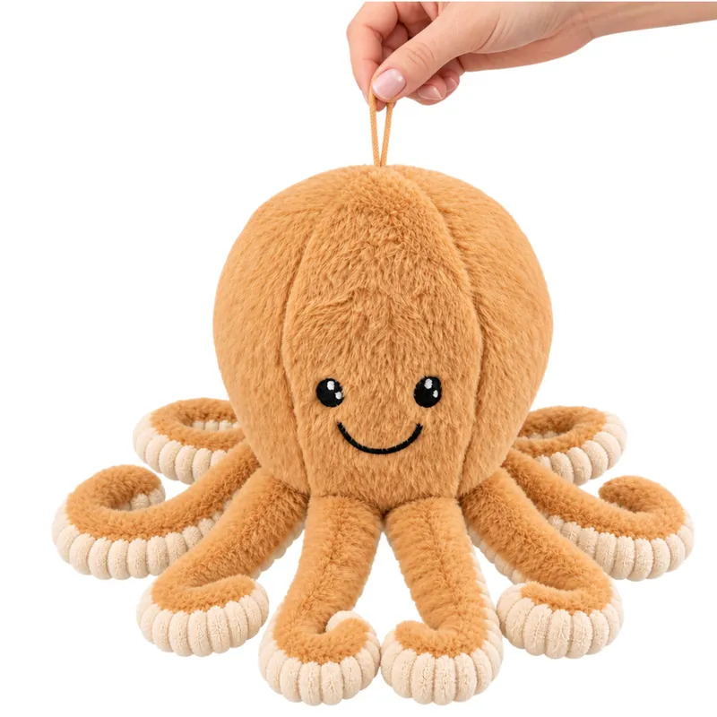 Pluszowa Ośmiornica Maskotka Przytulanka Z Przyssawką 16 cm - Beżowa